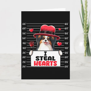 Tarjeta Robo Corazones Lindos Papillon Perro Día de San Va