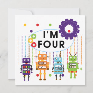 Tarjeta Robot 4ª camisetas de cumpleaños y regalos
