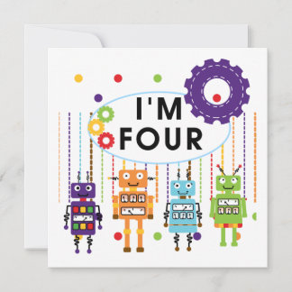 Tarjeta Robot 4ª camisetas de cumpleaños y regalos