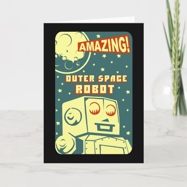 Tarjeta Robot asombroso del espacio exterior (Anverso)