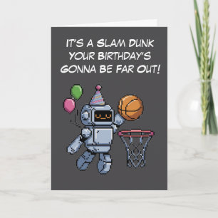 Tarjeta Robot de 8 bits zumbando baloncesto