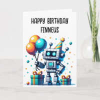 Robot de arte de Pixel coloreando cumpleaños de un