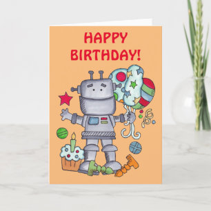 Tarjeta Robot de cumpleaños