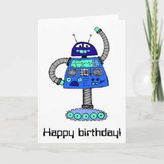 Tarjeta Robot de Frankie: Azul en blanco