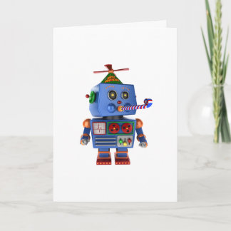 Tarjeta Robot de juguete de fiesta de cumpleaños azul