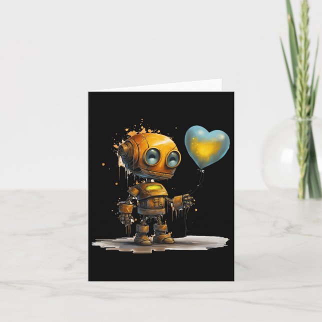 Tarjeta Robot Divertido Increíble Amor De San Valentín Con (Anverso)