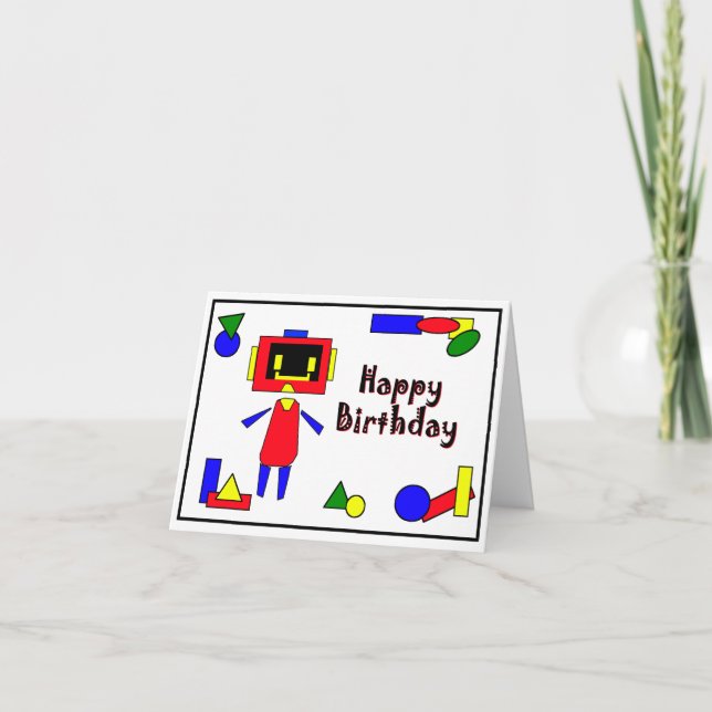 Tarjeta Robot Feliz cumpleaños (Anverso)