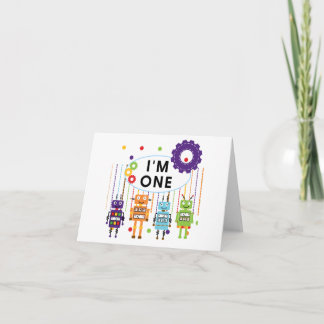 Tarjeta Robot First Birthday Tshirts y regalos