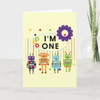 Tarjeta Robot First Birthday Tshirts y regalos