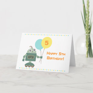 Tarjeta Robot lindo con los globos, feliz cumpleaños de