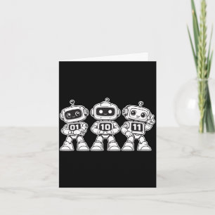 Tarjeta Robots binarios divertidos 01 10 11 robot de codif