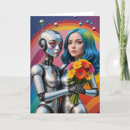 Tarjeta Robots Femeninos de Ciencia Ficción en el amor
