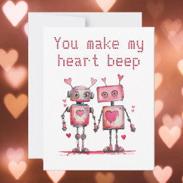 Tarjeta Robots Hacen que mi corazón palpite San Valentín