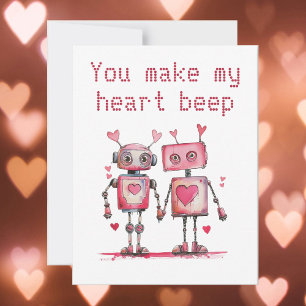 Tarjeta Robots Hacen que mi corazón palpite San Valentín