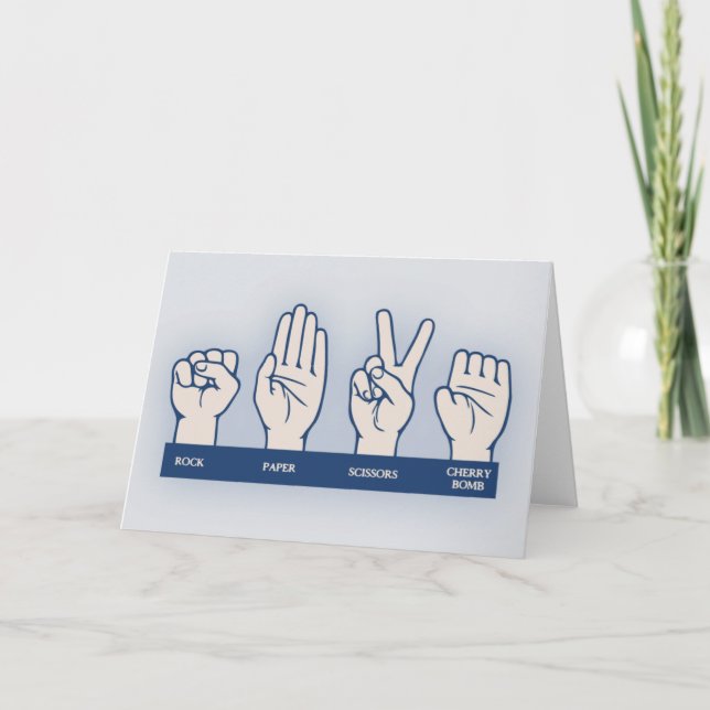 Tarjeta Roca, papel, tijeras, bomba de cereza (Anverso)
