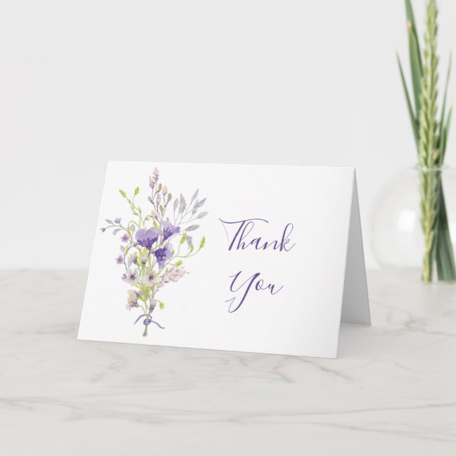 Tarjeta Rocío floral morado personalizado (Anverso)