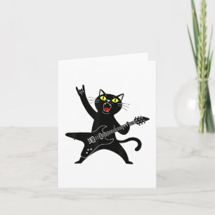 Tarjeta Rock And Roll Black Cat Toca Guitarra _1