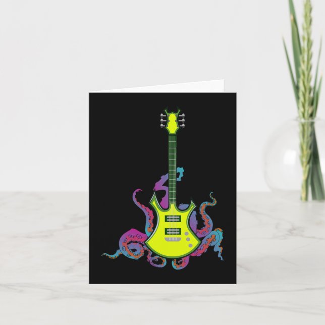 Tarjeta Rock Banda Y Guitarra Roll Para Hombres Banda Tee  (Anverso)