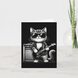 Tarjeta Rock Cat Tocando Guitarra