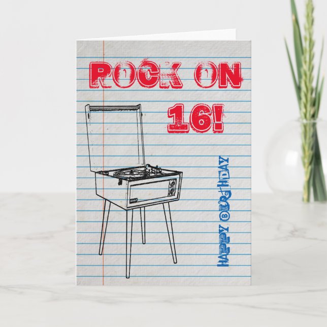 Tarjeta Rock! Feliz 16º cumpleaños (Anverso)