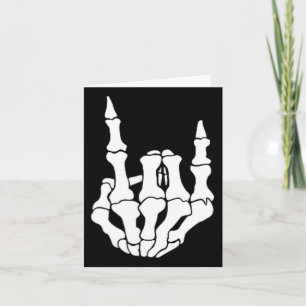 Tarjeta Rock Hand Skeleton Vintage Rocker Rótulo Halloween