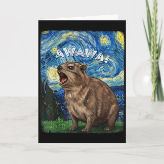 Tarjeta Rock Hyrax Awawa Funny Groundhog Starry Night Van 