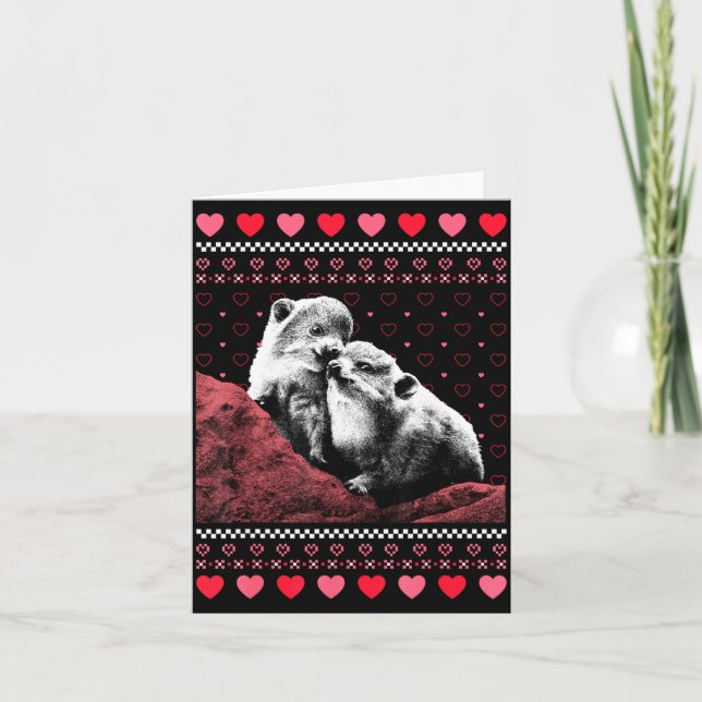 Tarjeta Rock Hyrax Valentine's Day Ugly Sweater Style  (Anverso)