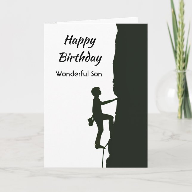 Tarjeta Rock, Mountain Climbing Birthday Son (Anverso)