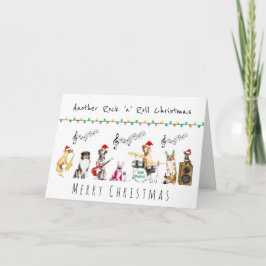 Tarjeta Rock n roll Feliz navidad banda de rock de perros