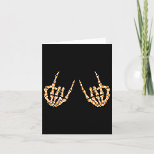 Tarjeta Rock On Halloween Checkered Pattern Skeletand Hand
