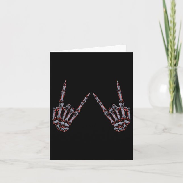 Tarjeta Rock On Rock And Roll Skeleton Hands - Para Concie (Anverso)