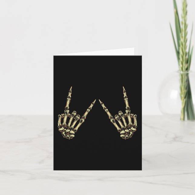 Tarjeta Rock On Rock And Roll Skeleton Hands - Por Concier (Anverso)