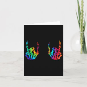 Tarjeta Rock On Rock Star Skeleton Hands Rocker Halloween
