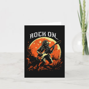 Tarjeta Rock On Skeleton Tocando Rock De Guitarra Y Rollo 