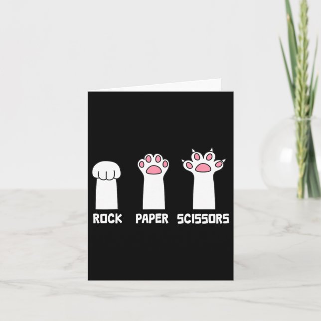 Tarjeta Rock Paper Scissors Cat Paws Game Cuw Funny C (Anverso)
