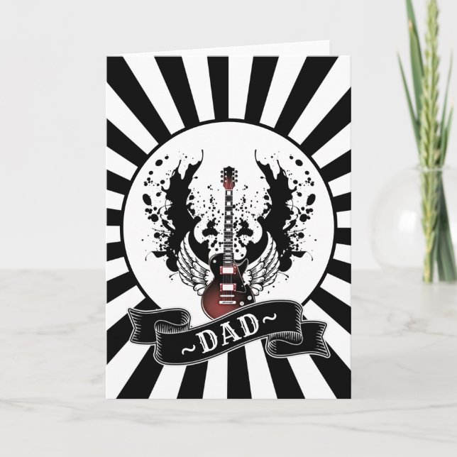 Tarjeta Rock & Roll Dad Guitar Cumpleaños Música del Día d (Anverso)
