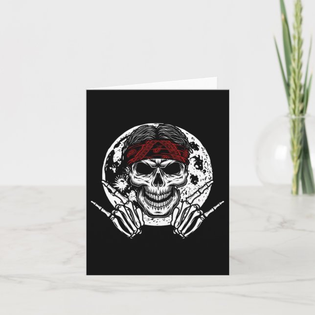Tarjeta Rock Skeleton Hand Halloween Rock And Roll Midnigh (Anverso)