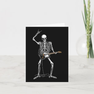 Tarjeta Rock Sobre El Esqueleto De Halloween Rock Guitaris