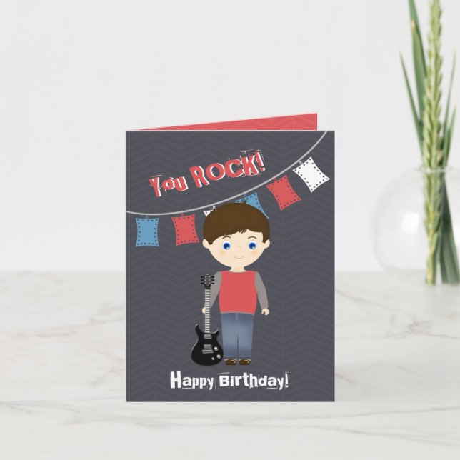 Tarjeta Rock Star Birthday Boy (Anverso)