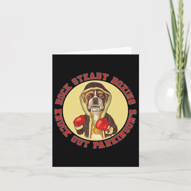 Tarjeta Rock Steady Boxing Parkinson - Perro Boxer con Re (Anverso)
