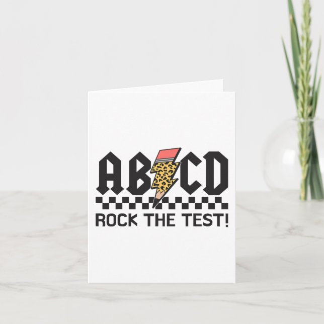 Tarjeta Rock The Test Abcd Testing Day Profesores Niños Ch (Anverso)
