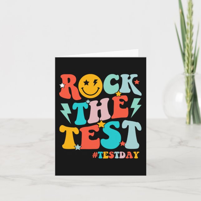 Tarjeta Rock The Test Day Motivational Students Ki (Anverso)