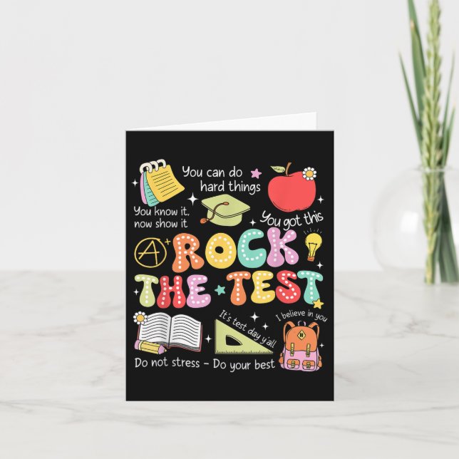 Tarjeta Rock The Test Day Staar State Testing Teacher Moti (Anverso)