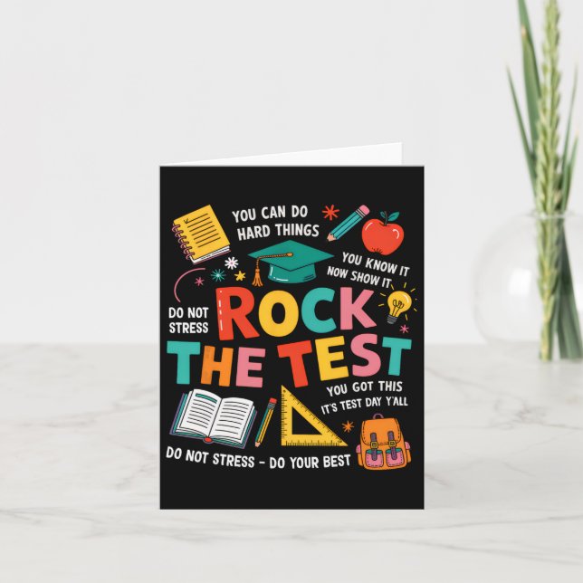 Tarjeta Rock The Test Funny Testing Day Profesora (Anverso)