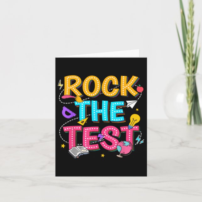 Tarjeta Rock The Test Motivational Testing Day For Teacher (Anverso)
