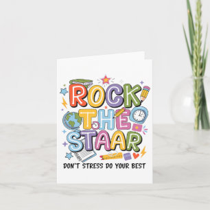Tarjeta Rock The Test Staar Day Teacher Motivational Testi