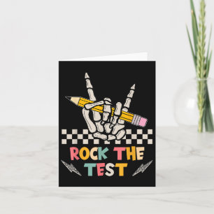 Tarjeta Rock The Test Testing Day Hand Skeleton Teacher St