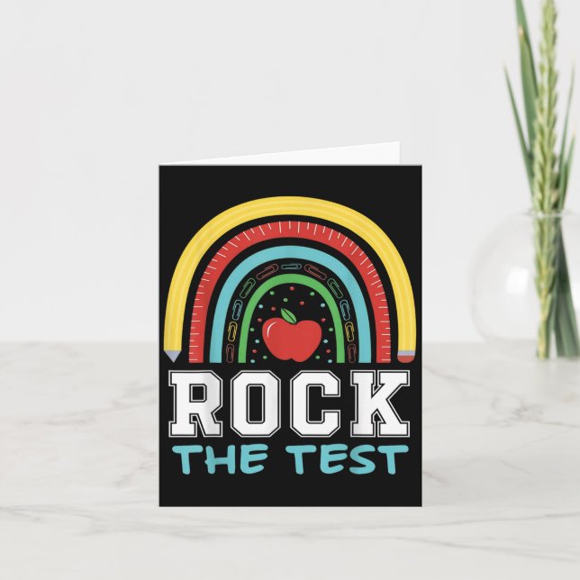 Tarjeta Rock The Test Testing Day Retro Motivational Teach (Anverso)