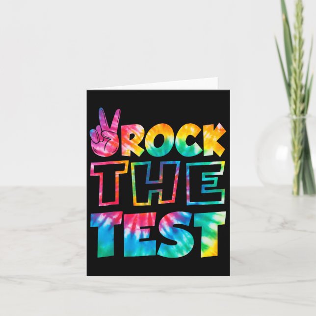 Tarjeta Rock The Test Testing Day Retro Motivational Teach (Anverso)