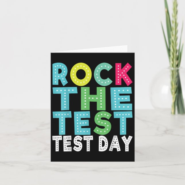 Tarjeta Rock The Test Testing Day Staar Motivational Teach (Anverso)